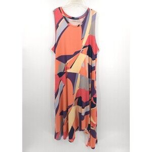 LOGO Lori Goldstein stretch knit sleeveless maxi‎ dress Size 3X Asymmetric Hem